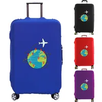 Luggage Cover Suitcase Protector Airplane Earth Print Thicker Elastic Dust Cover for 18-32 Inch Trolley Case Travel Accessories 1