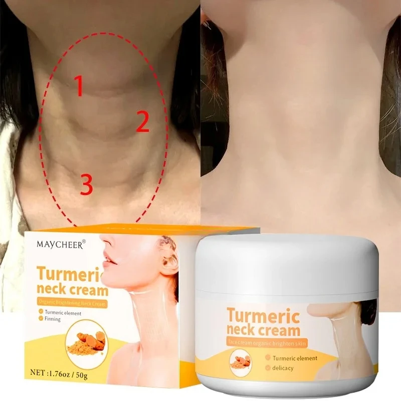Turmeric Neck Cream Remove Wrinkle Anti-Aging Firming Whitening Moisturizing Nourishing Smooth Tighten Skin Care Beauty Health
