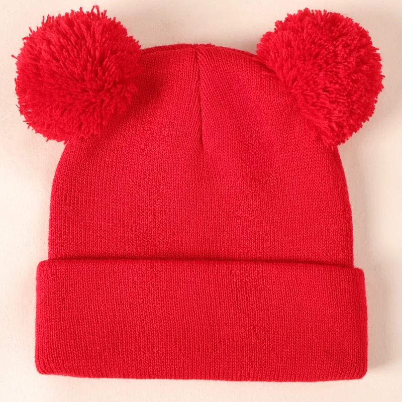 Baby Hat Set Autumn Winter Knitted Hats With Pom Kids
