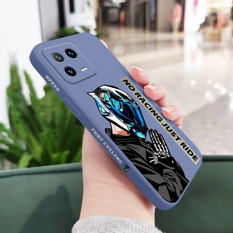 Motorcycle Boy Liquid Silicone Phone Case Cover