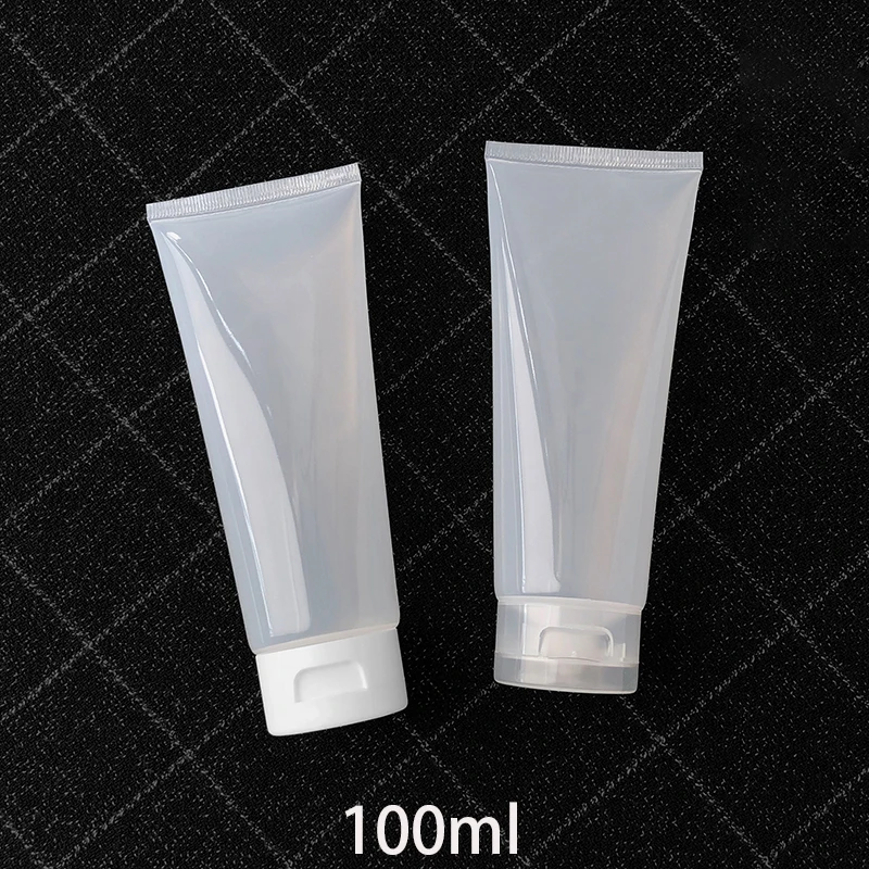 

Empty 100g Flip Cap Clear Cosmetic Squeeze Bottle 100ml Plastic Girl Tube Face Wash Aloe Cream Travel Packaging Containers