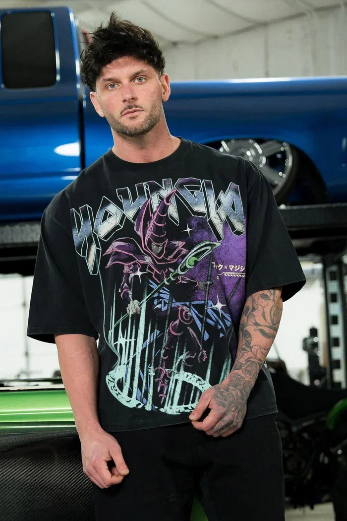 YA Trendy Brand Oversized T-shirt Street Leisure  Breathable Large Material Tshirt Animation Graphic Tee Short Sleeve Top 3