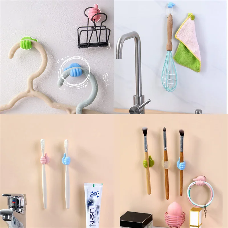 10/20Pcs Silicone Thumb Wall Hook Cable Management Wire Organizer Wall  Hooks Hanger Storage Holder For Kitchen Bathroom