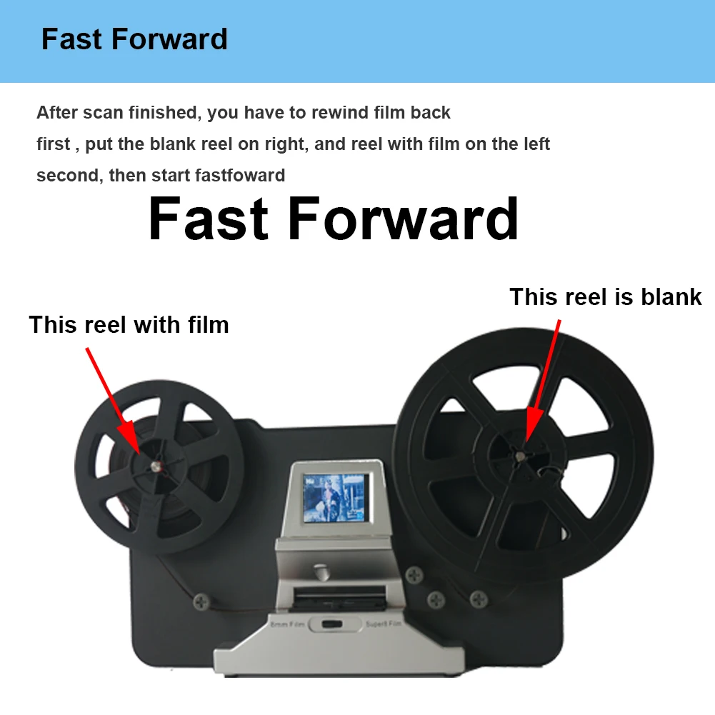 Winait Super 8/8mm Digital Roll Film Scanner Converts Film into Digital Video Max Support 5'' Reel