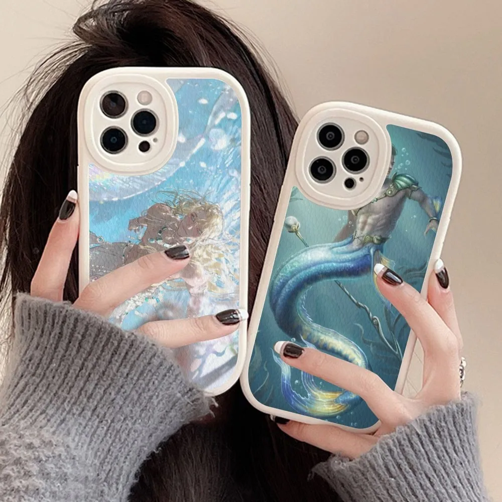 

Male and beautiful mermaid Phone Case Hard Leather For iPhone 14 13 12 Mini 11 14 Pro Max Xs X Xr 7 8 Plus Fundas