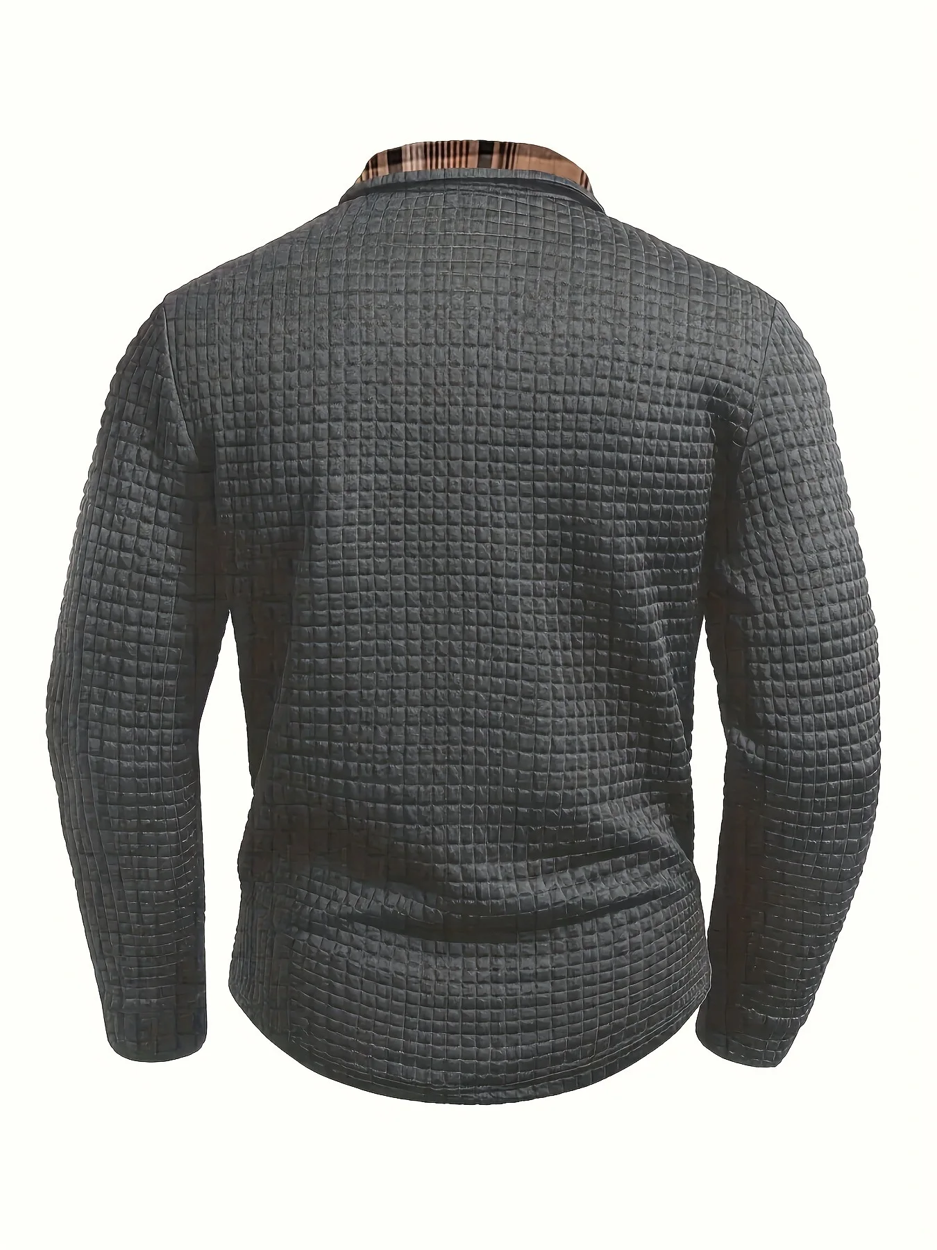 Polo Sportiva Casual da Uomo a Maniche Lunghe con Motivo a Scacchi e Patchwork, Collezione Primavera-Autunno 2026 - immagine 4