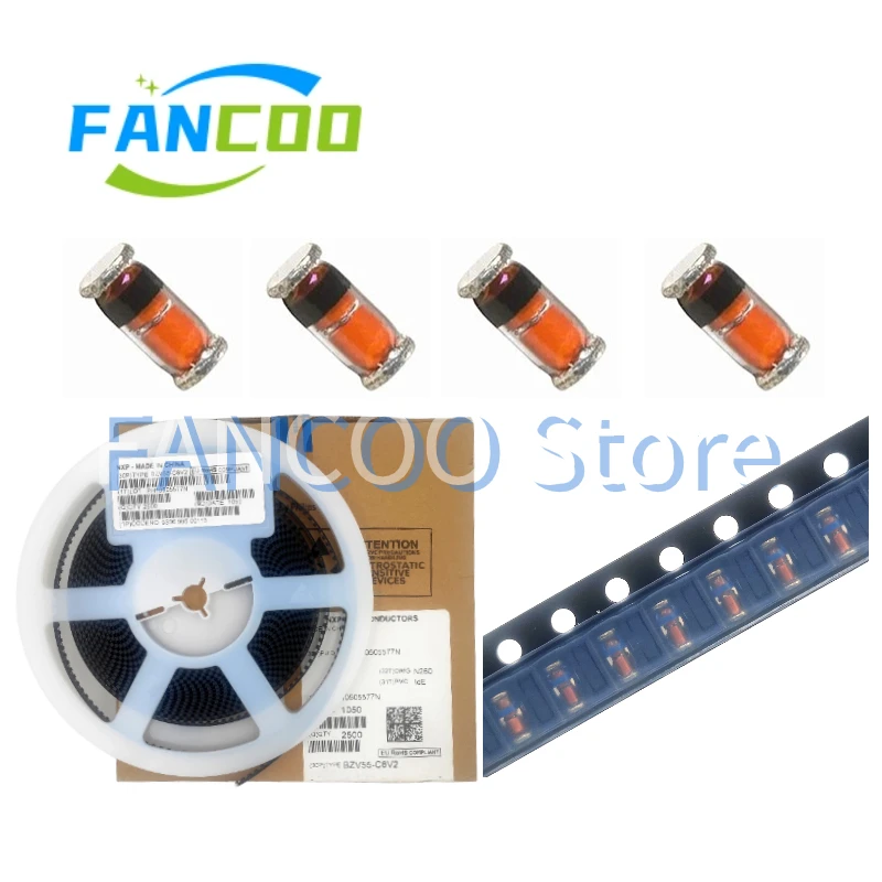 2500 шт. BZV55 BZV55-C2V4 C2V7 C3V0 C3V3 C3V6 C3V9 C4V3 C4V7 C5V1 C5V6 C6V2 C6V8 C7V5 C8V2 C9V1 C10 C11 C12 C13 C15 C16 C18 C20