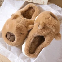 Cute Capybara Cotton Slippers Women Autumn Winter Indoor Soft Sole Warm Fur Slides Woman Comfort Non Slip Home Slippers Female - Image 2