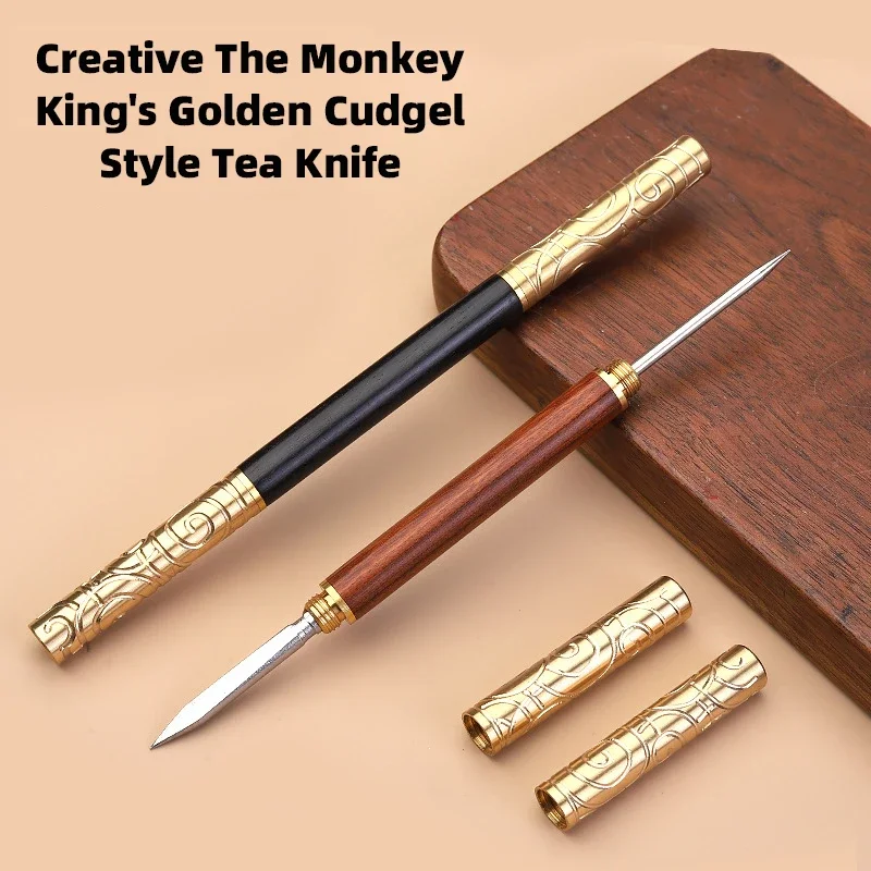 The Monkey King's Golden Cudgel Style Tea Knife Creative Puer Tea Needle Exquisite Carve Tea Cutter Home Office Desk Decor Gifts