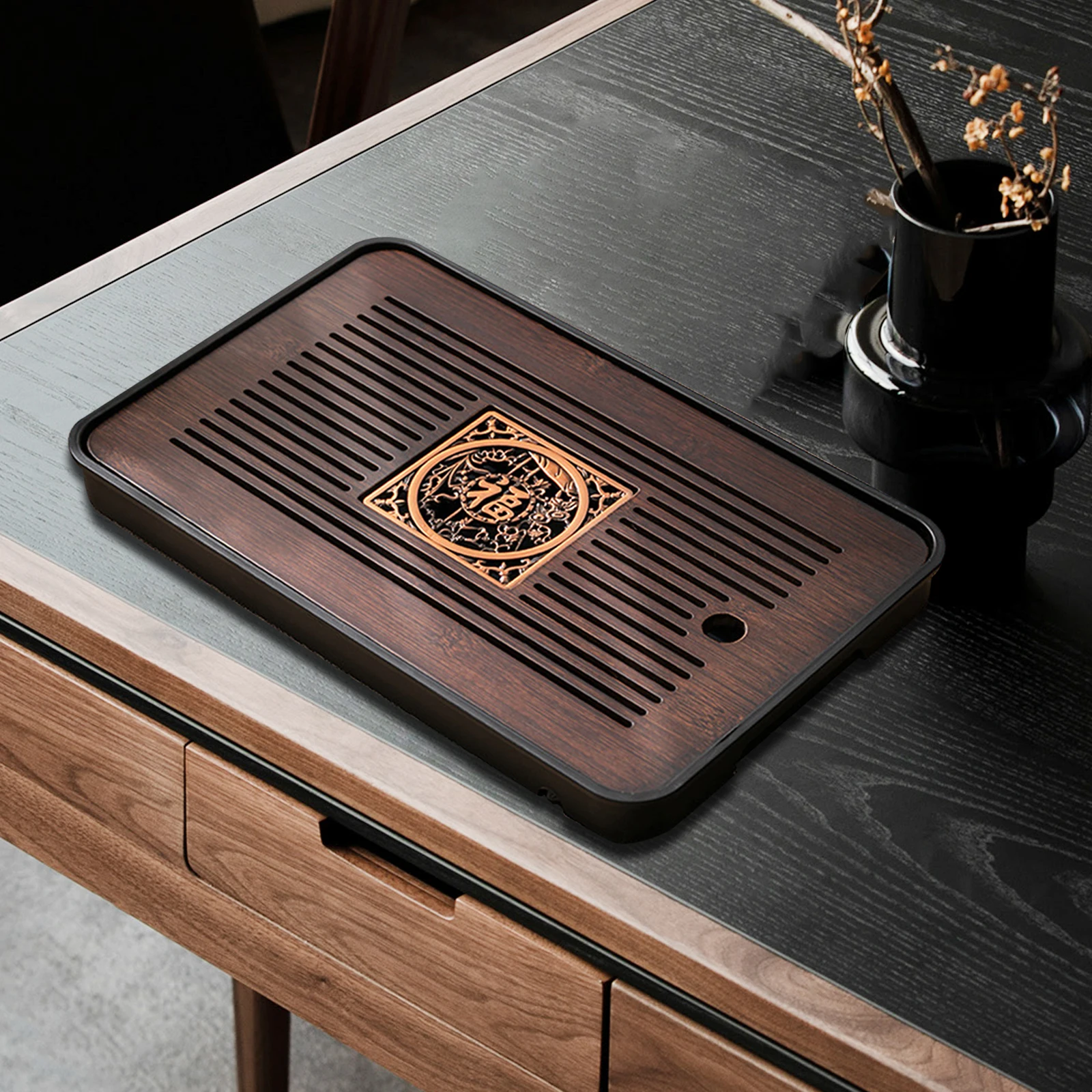 Bamboo Tea Tray Water Storage Simple Tea Set Accessory Kungfu Table Drainage for Household Office Home tea tray