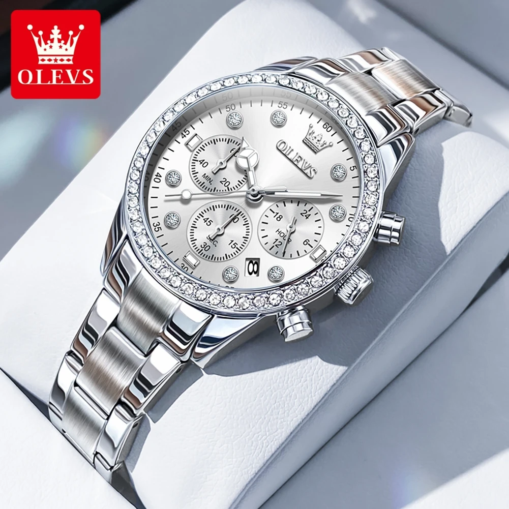 

OLEVS Luxury Brand Fashion Elegant Women's Watches Chronograph Waterproof Original Authentication Quartz Watch Female Wristwatch