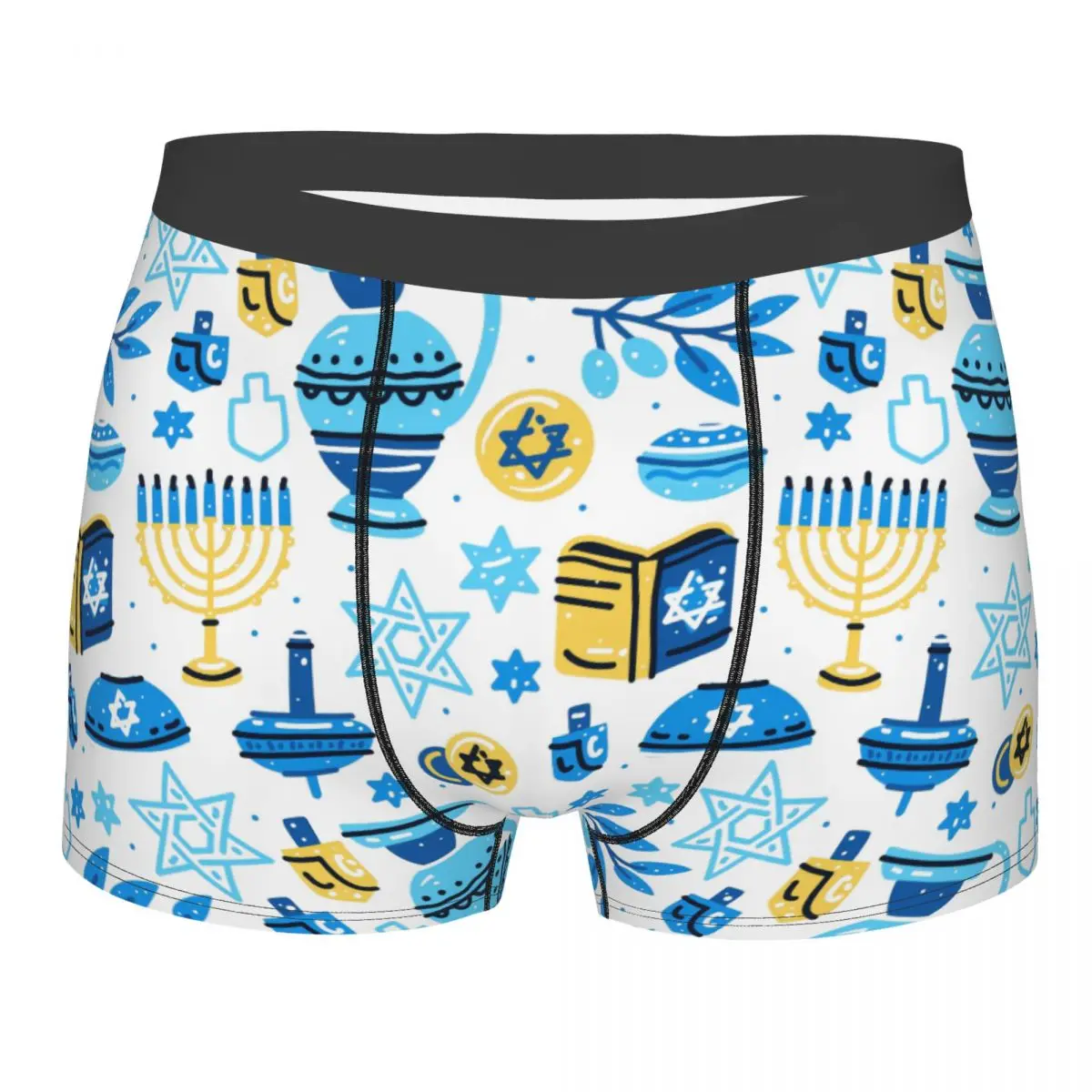 Hanukkah Pattern Men's Boxer Briefs,Highly Breathable Underwear,High Quality 3D Print Shorts Birthday Gifts