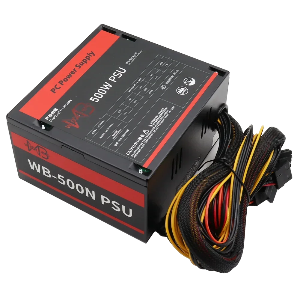 PC 전원 공급 장치, ATX 컴퓨터 케이스 게임용 PSU, 500W, 110V, 220V 바이볼트, 120mm 팬, 20 24 핀,  12V 데스크톱 소스 BTC EU 플러그-Freehip.co.kr