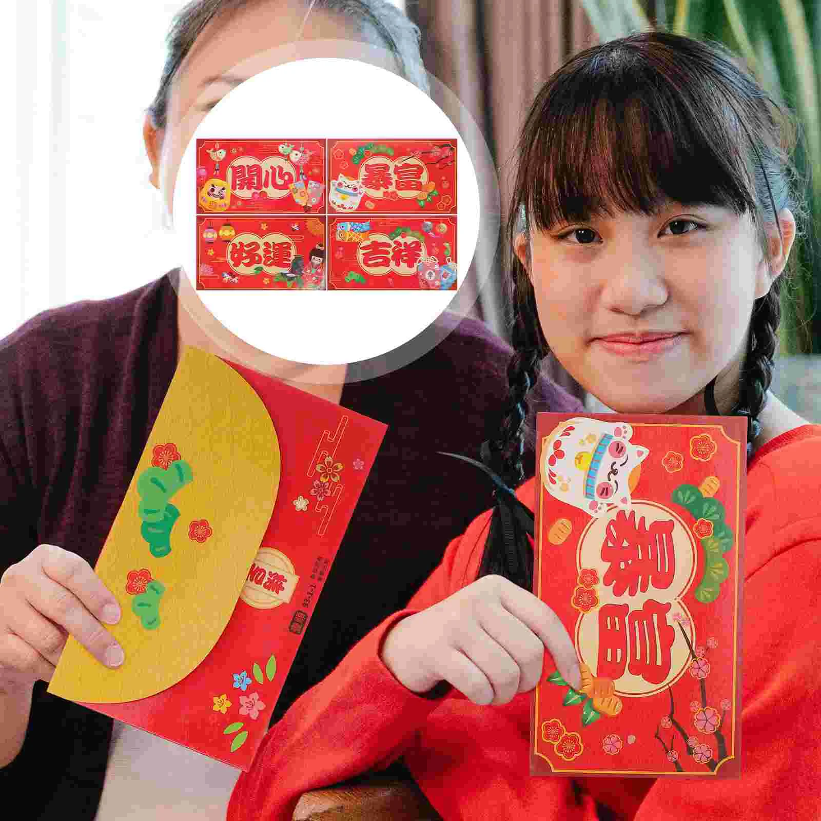 

12pcs Traditional Chinese New Year Red Envelopes Portable Red Packets for Spring Festival