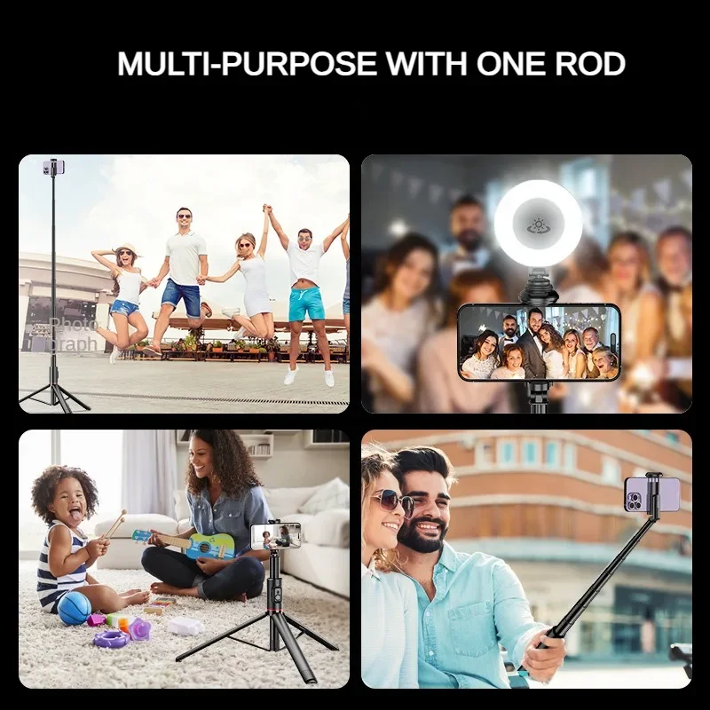 LISCN C10 Smartphone Selfie Tripod 1.83m Aluminum Alloy Telescopic Stick with 8 Section Extension for Video Recording Live