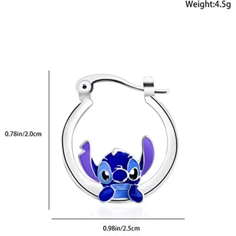 Disney Cartoon Lilo & Stitch Ear Pendants Kawaii Stitch Metal Earring Delicate Female Jewelry Accessories Girl Cute Earrings