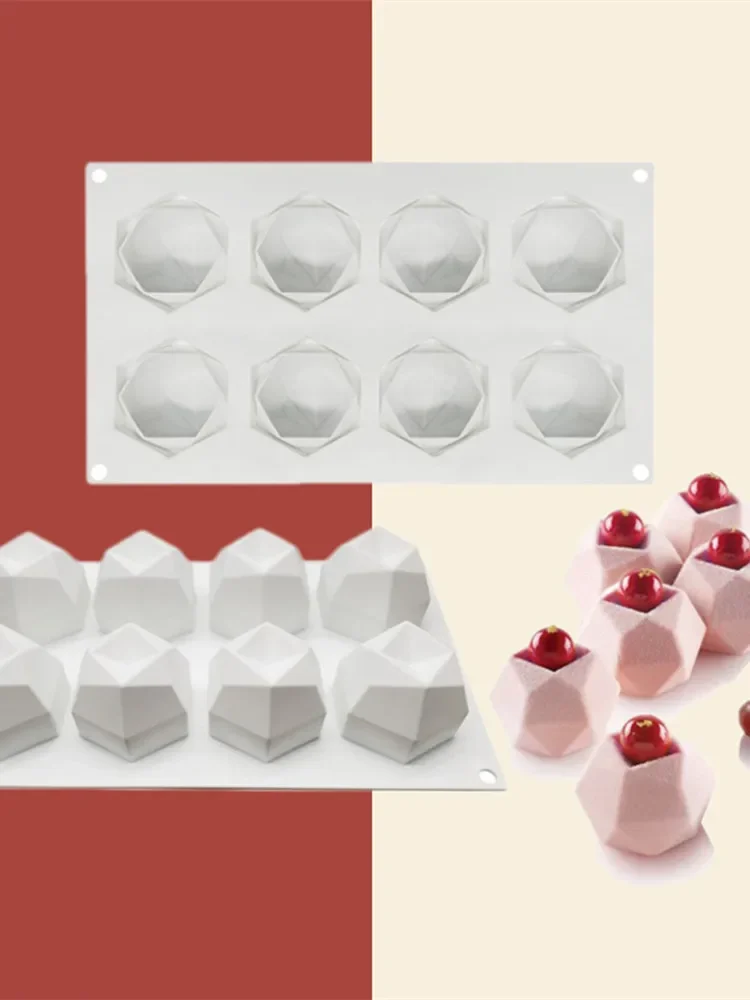Scanalature, Gemme, Stampi Per Mousse, Cubi Di Rubik Su Più Lati, Cottura Al Cioccolato In Silicone, Stampi Per Gelato