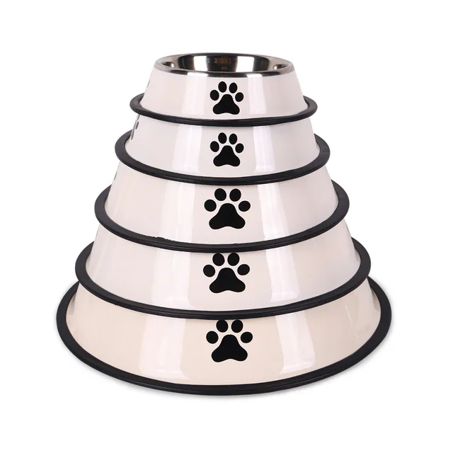 Stainless steel pet bowl cat bowl dog food bowl multiple specifications anti-fall food bowl large capacity feeding pet supplies 6