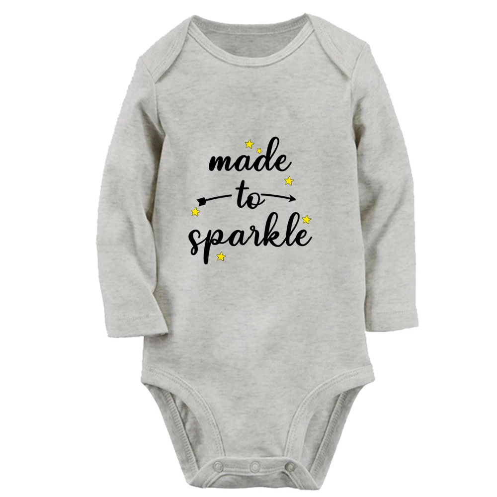 

iDzn New Made To Sparkle Fun Graphic Baby Bodysuit Cute Boys Girls Rompers Infant Long Sleeves Jumpsuit Newborn Soft Clothes