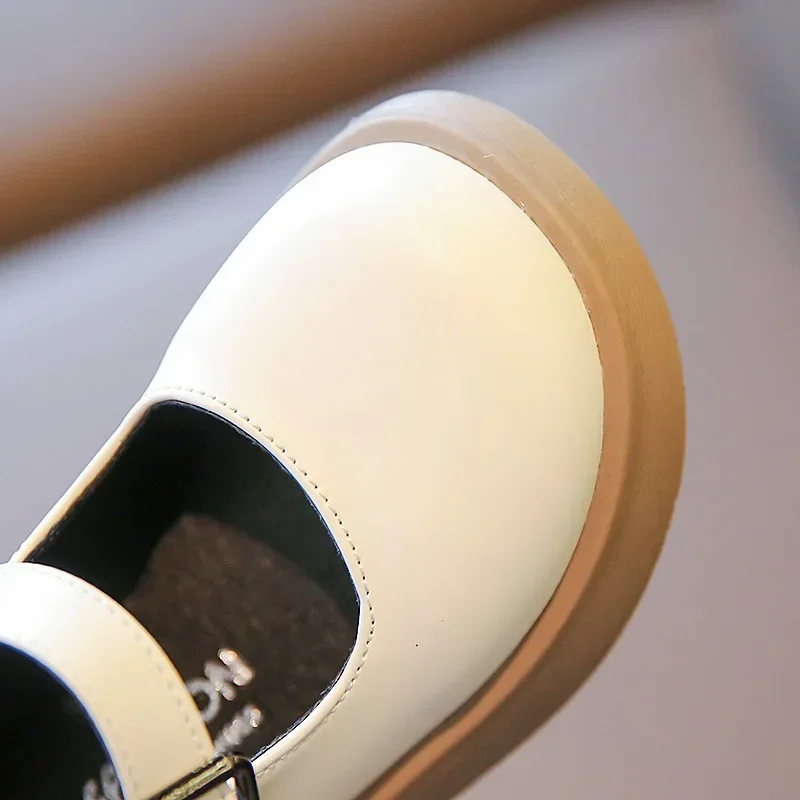 حذاء أسود مسطح ماري جين من البولي يوريثان للأطفال ، حذاء مدرسي بمنصة للطفلة ، حذاء الأميرة للطلاب والصغار ، 23-35