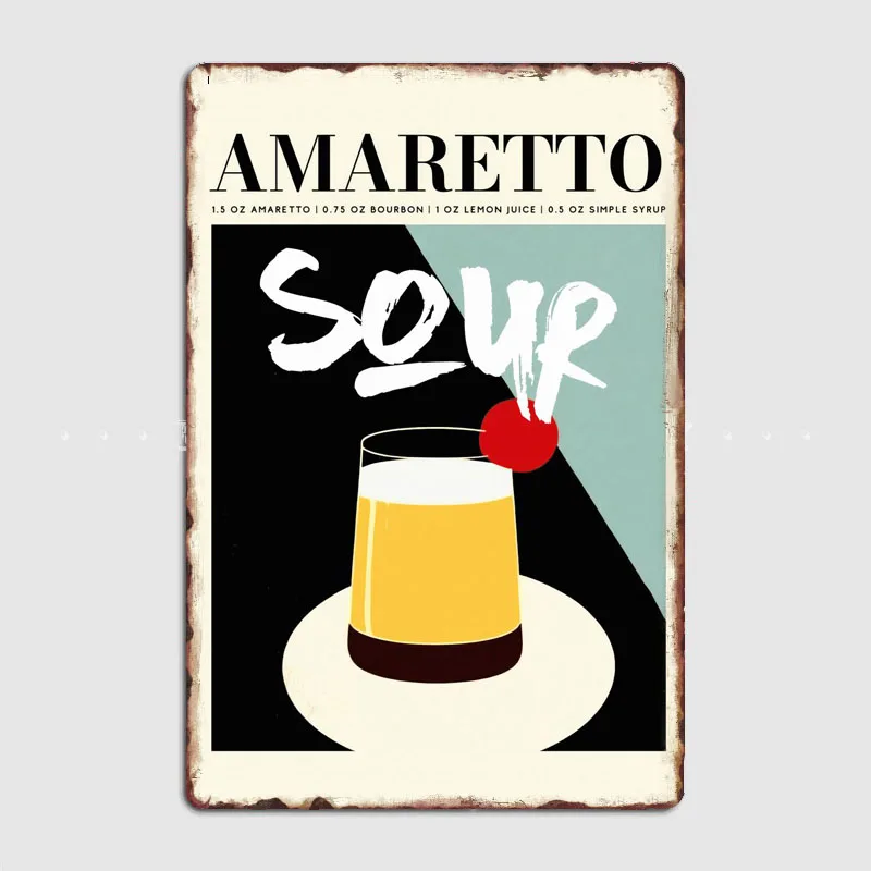 Amaretto Sour Cocktail Art Beer Metal Poster Elf Bar Living Bbq Room Wall Decor Cinema Living Custom Tin Vintage Home Decor