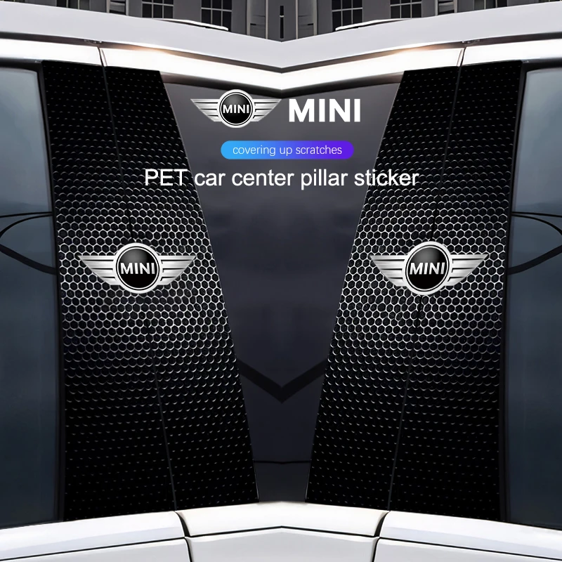 자동차 도어 센터 필러 스티커 미니 원 쿠퍼 JCW 컨트리맨 클럽맨 Cabrio Paceman Coupe 용 자동 로고 장식 스티커