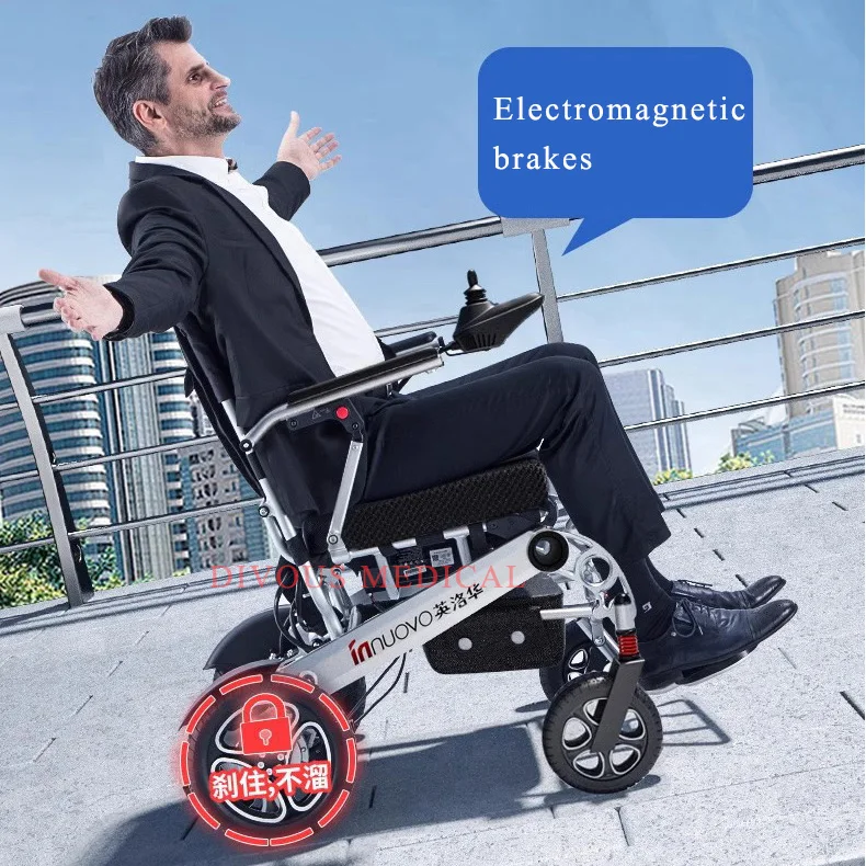 Handicapped Portable Power Wheelchair Outdoor Travel Foldable Disabled Electric Wheelchair