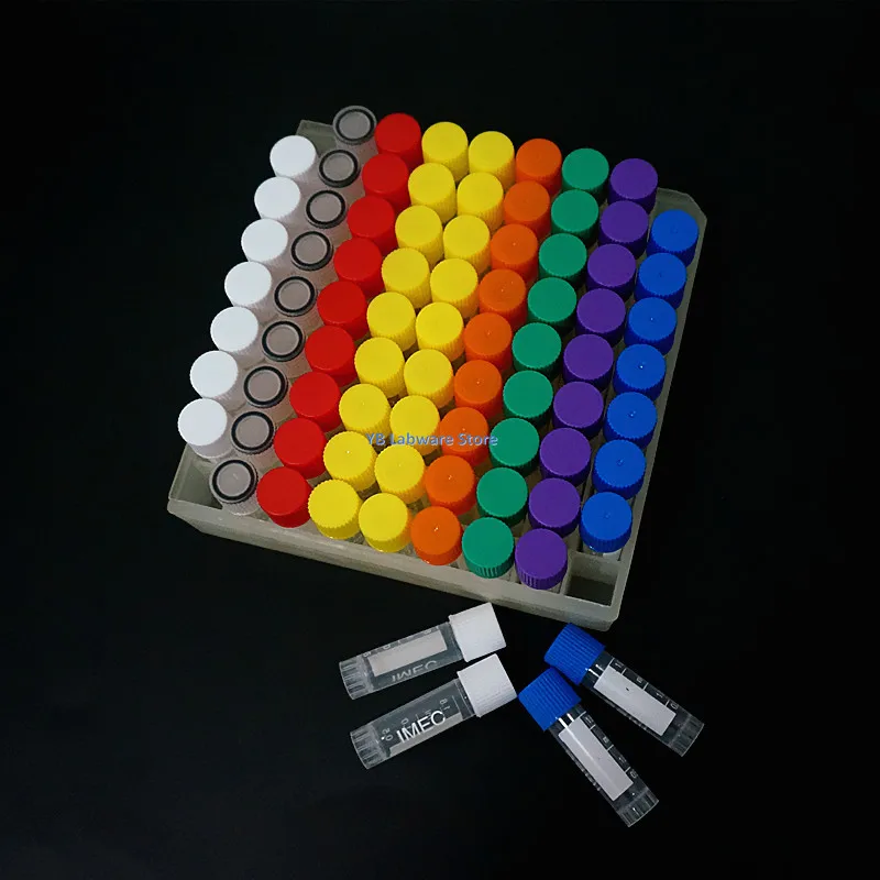 1Set Include One Piece 81- Lattice Digital Code Storage Box For Store Cryovial+81Pieces 1.8ml Plastic Refrigerating Tube