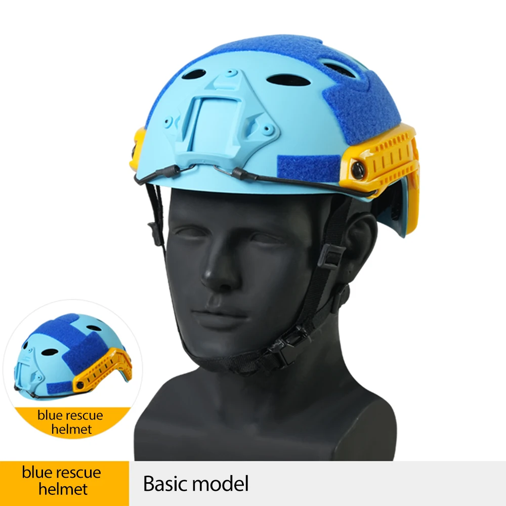 BOOIU Blue Tactical Helmet PJ Hole Rescue Lightweight Adjustable Knob Multifunctional Safety Training Emergency FAST Helmet Set