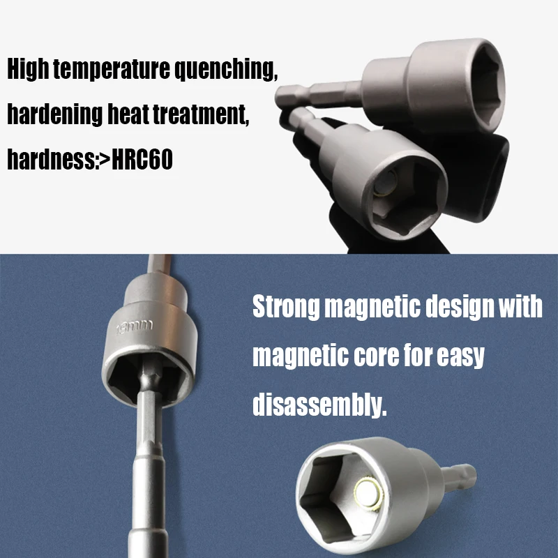 1PCS 6-24mm Hex Socket Sleeve Nozzles Nut Driver Screwdriver Drill Bit Adapter Magnetic Impact Socket Hex Shank Socket Wrench 6
