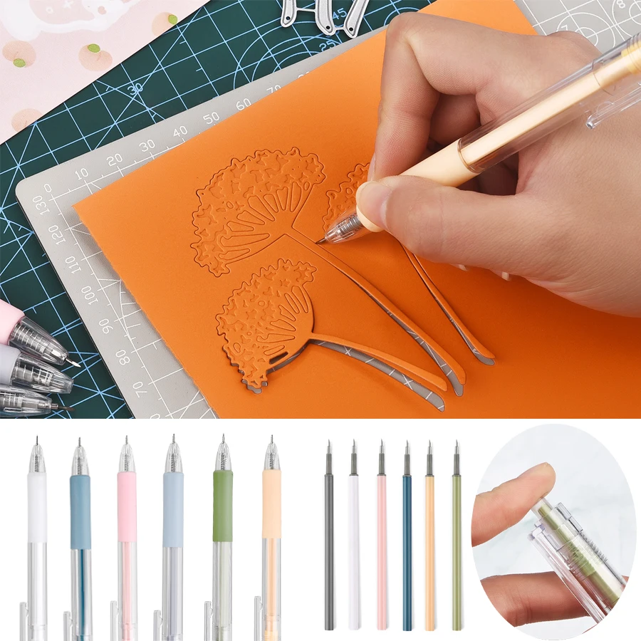 8Pcs Set Art Utility Knife Pen Refill Stickers Scrapbooking Cutting Tool Express Box Utility School Supplies DIY Paper-cut Tools