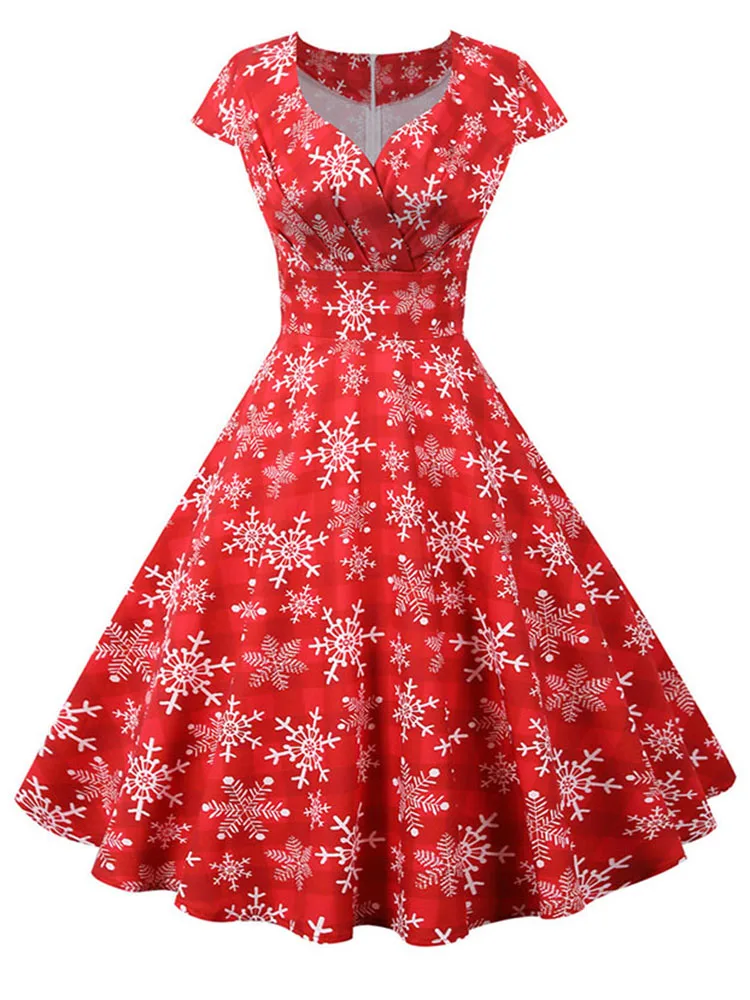 Damen Weihnachtskleid Mit V-Ausschnitt - Elegantes Cocktailkleid In A-Linie Mit Gürtel Für Weihnachtsfeiern