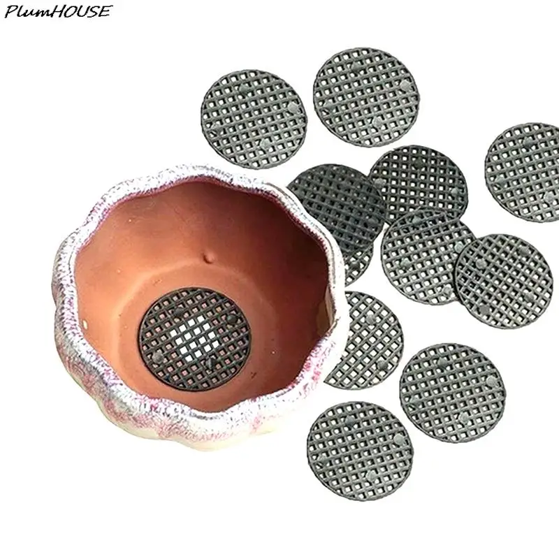 

50Pcs Bottom Grid Mat Multi-function Flowerpot Mesh Pad Hole Bonsai Basin Bottom Breathable Gasket Gardening Accessories