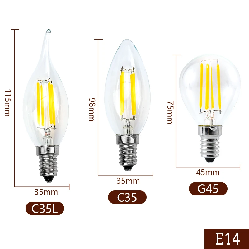 E14 E27 LED 전구 3 W 4W 6W 8W LED 전구 램프 E14 LED 필라멘트 빛 유리 공 개/몫 전구 C35 A60 G80 G95 G125 G125