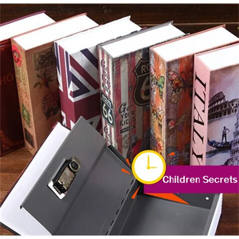 Mini Book Safe Box For Children Hidden Secret Key Lock Coin Bank Card ...
