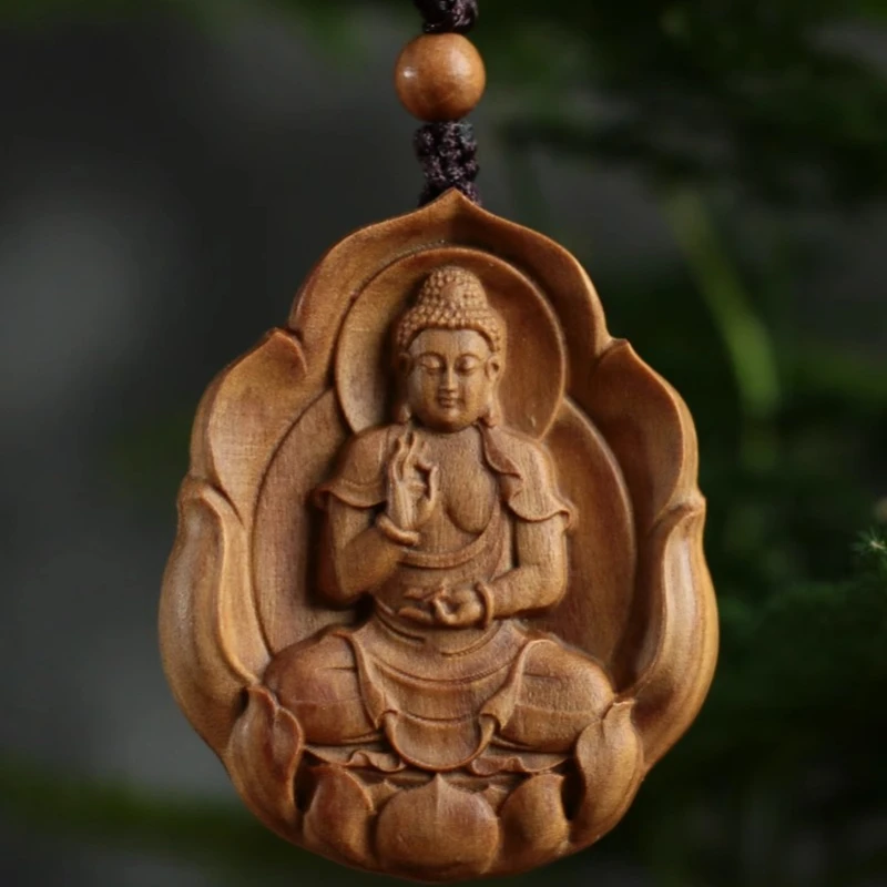 

Зеленое сандаловое дерево, резная статуэтка Будды, знаки зодиака, Будда, ожерелье Бодхисаттва, универсальный Бог-оберег, подвеска