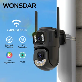 WONSDAR 2.4GHz&5GHz WiFi IP Camera Outdoor Security Protection PTZ Camera Auto Tracking Night Vision CCTV Surveillance iCsee 1