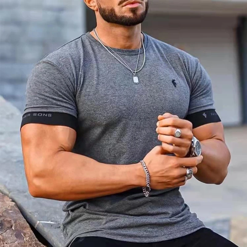 2022 Summer Casual Men Running T Shirts Gym Fitness Training New Male O