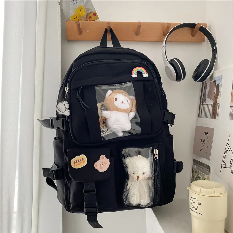 Teenage Girls School Backpack High School Quality Capacity New Kawaii Cute Backpack Candy Pure Solid Color Simple Sports Travel