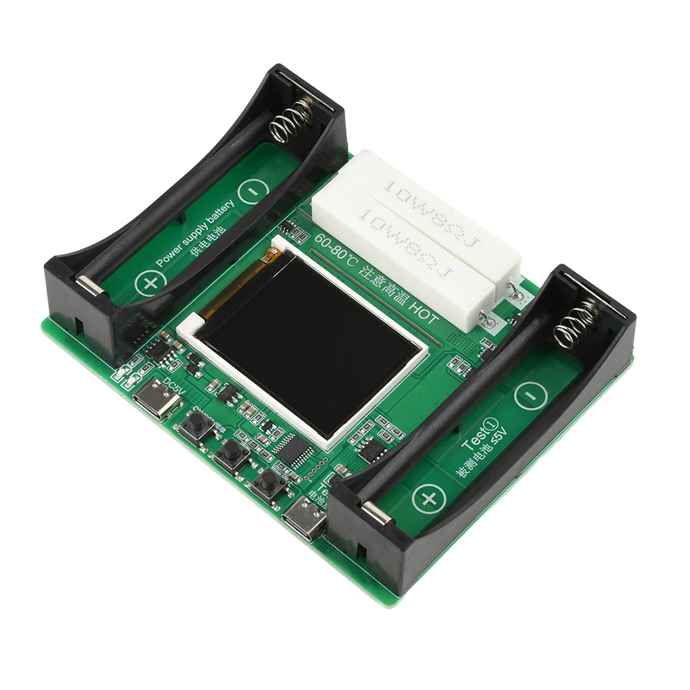 2-Channel 18650 Lithium Battery Capacity Tester MAh MWh Capacity Division Internal Resistance Measuring Module Type-C Tester