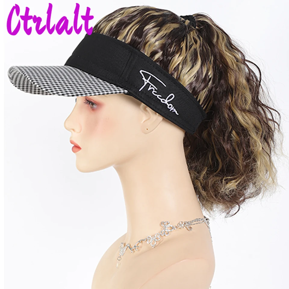 Short Curly Hair With Baseball Cap Synthetic Short Curly Ponytail
