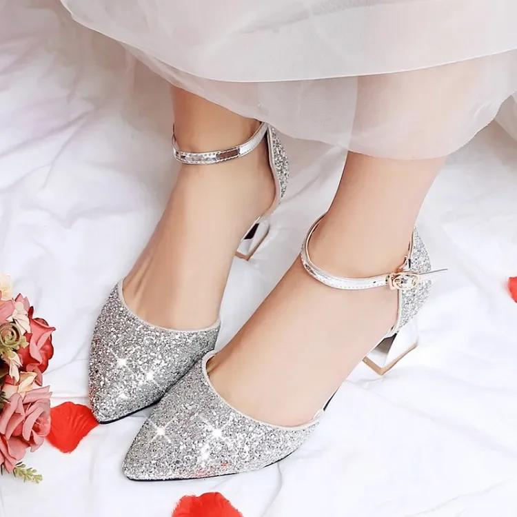 Hixingo Chaussures De Princesse Pour Fille Avec Talon, 26-34 Chaussures De Princesse Mary Janes Pour Petite Fille Enfant Pour Fêtes Et Anniversaires Mariage Cosplay (D038 Argent,26