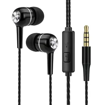 Auricolare stereo in-ear basso con microfono Cuffia HiFi Auricolare portatile Cuffia cablata per Apple/Android/Huawei