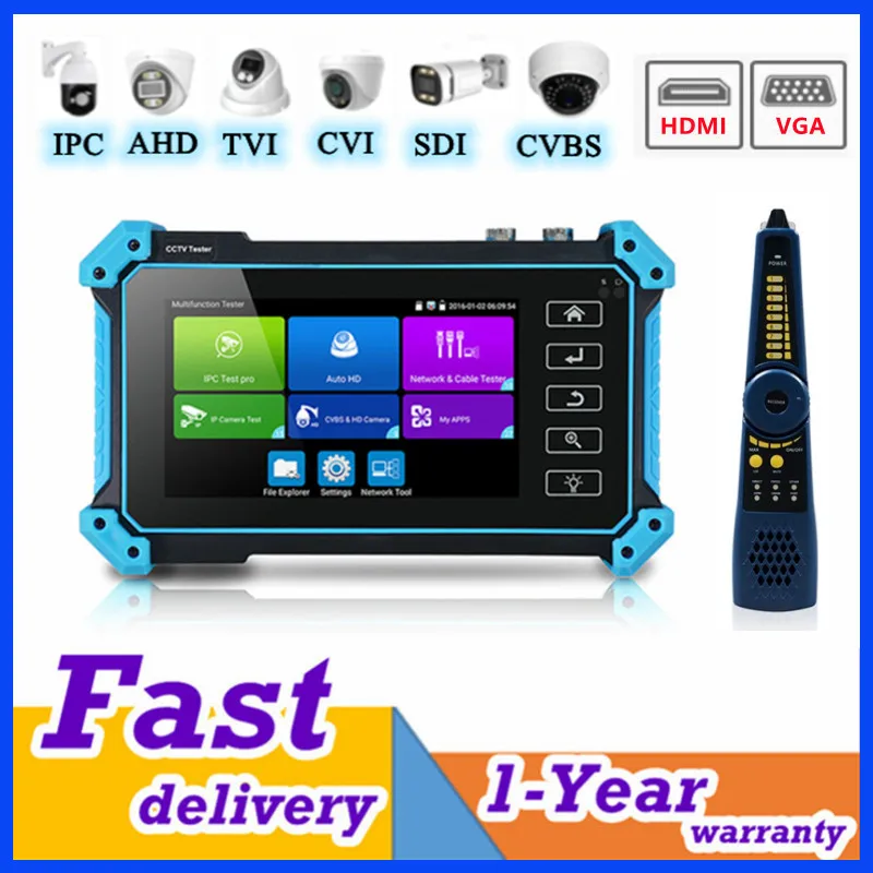 5.4" Tester CCTV Cameras IPC-5200C Plus 4K IPC Camera Test 8MP AHD CVI TVI CCTV Camera Test VGA HDMI Cable Tracer PoE IPC Tester