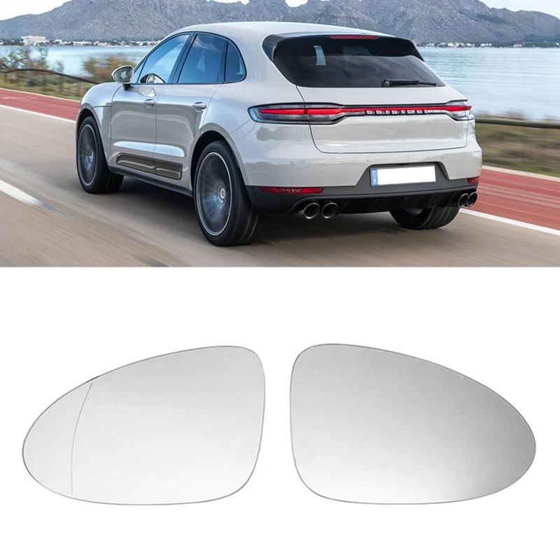 

2Pcs Door Wing Side Mirror Glass Heated With Backing Plate For -Porsche Macan 2014-2020 95B857521A 95B857522A