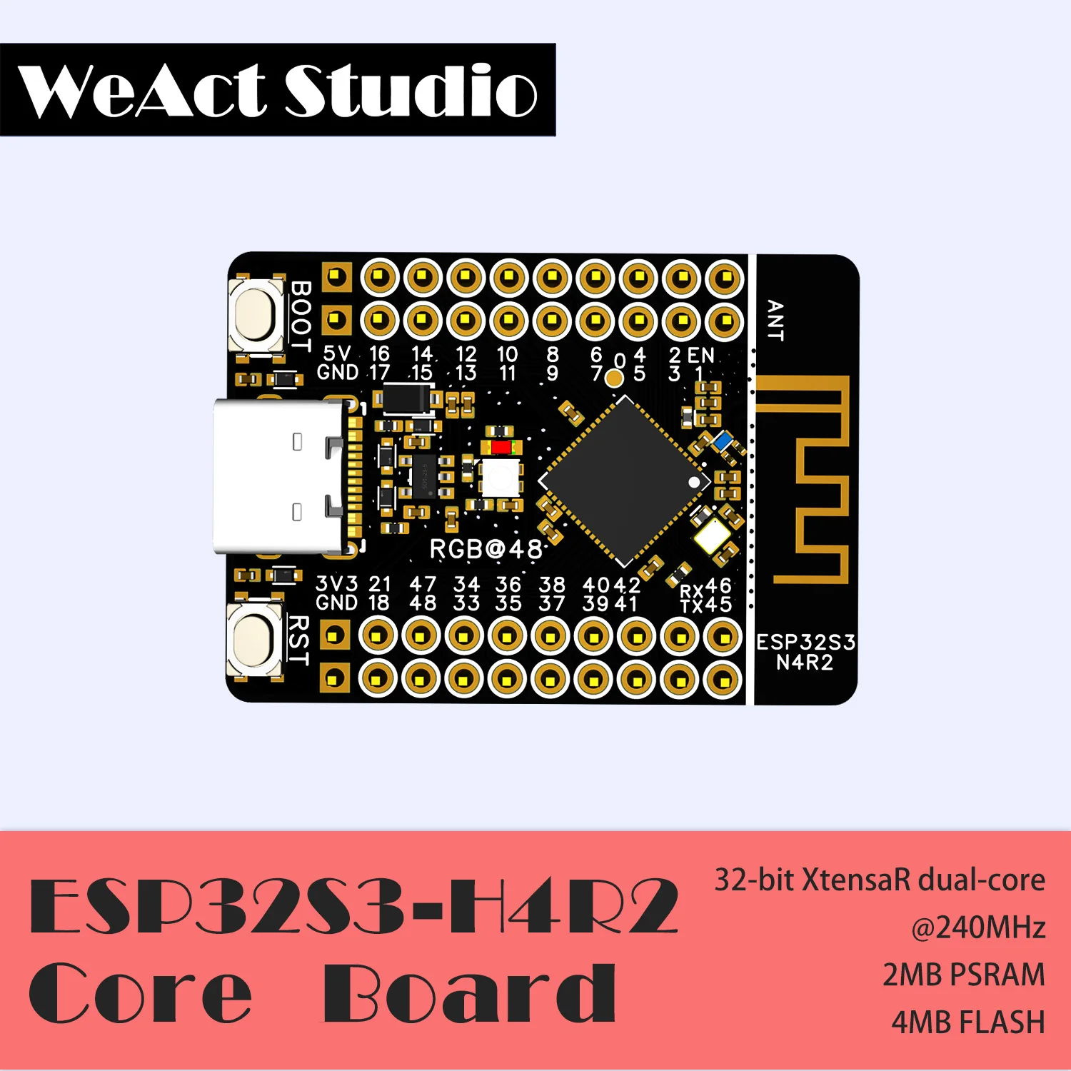 รูปสินค้า แผ่นวงจรควบคุม IoT ESP32-S3 4MB Flash 2MB PSRAM