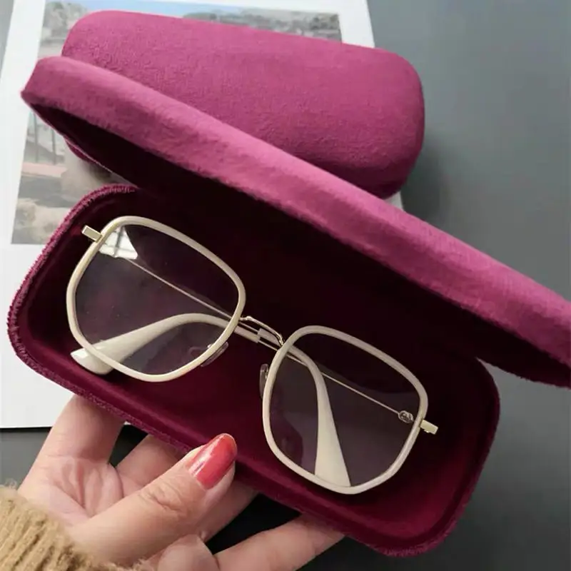 Velvet Metal Hard Shell Glasses Case Prevent Scratches Work and Study Essential Glasses Storage Box Eyewear Accessories