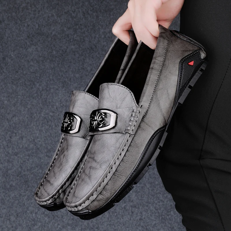 Genuine Leather Soft Loafers Mens Luxury Designer Dress Shoes High Quality Slip-On Flats Fashion Comfort Driving Shoes Moccasins 3