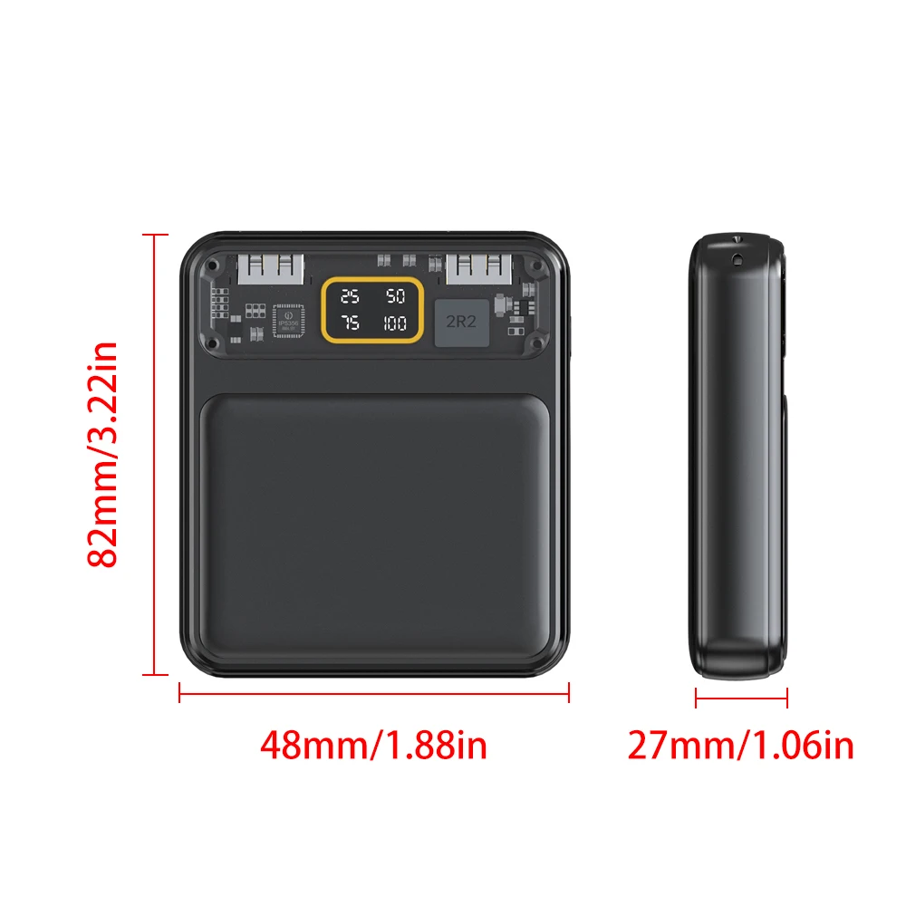 Power Bank Case Power Bank Battery Power Bank Box Power Bank Shell Kit with Digital Display 3-section 18650 Battery Pack No Welding DIY Transparent Accessories