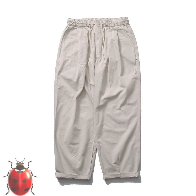 WOODENhea Wide Leg Pants Casual Trousers Men Women High Quality Daily Loose Drawstring Waistband  Trousers JAPAN